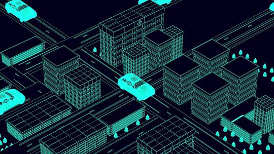 城市物流配送 三维定位概念动画