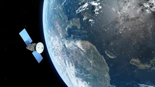 太空卫星环绕地球三维动画