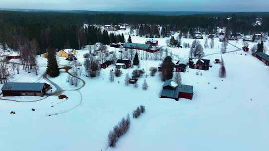 4K航拍北欧瑞典白雪茫茫风景