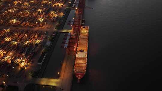 宁波舟山港北仑集装箱码头港口俯瞰航拍