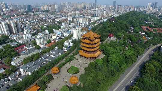 航拍武汉黄鹤楼城市建筑视频素材模板下载