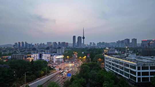 航拍徐州电视塔夜景和平路中山南路徐州旅游