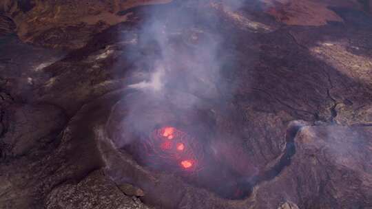 火山爆发岩浆流动