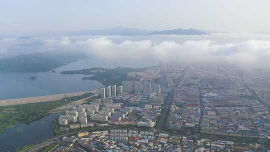 北京怀柔城区云海航拍视频