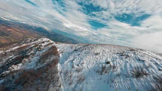 山，雪，冬天，无人机