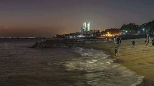 厦门海边夜景延时