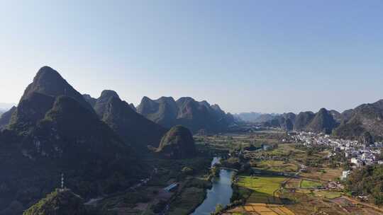 桂林阳朔十里画廊桂林山水风光航拍