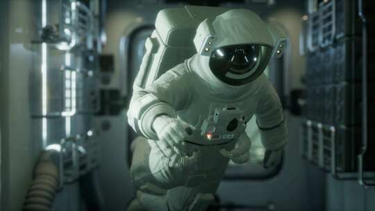 轨道空间站内的宇航员视频素材模板下载
