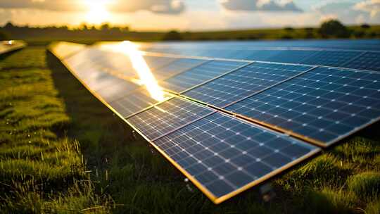 光伏太阳能板清洁能源新能源发电ai素材原视频素材模板下载