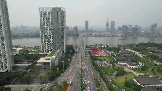 广州科韵南路和琶洲大桥交通视频素材模板下载
