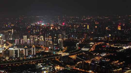 夜景郑州夜景横摇CBD大玉米高楼建筑亮化