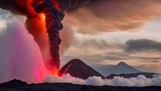 火山喷发壮丽自然景观