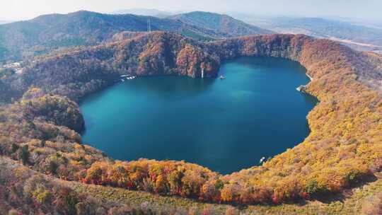 吉林通化辉南县南三角龙湾玛珥湖航拍风景