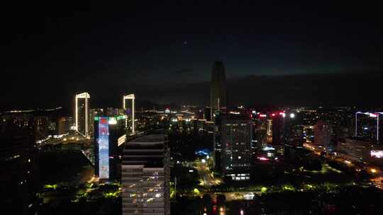 浙江台州城市夜景灯光航拍