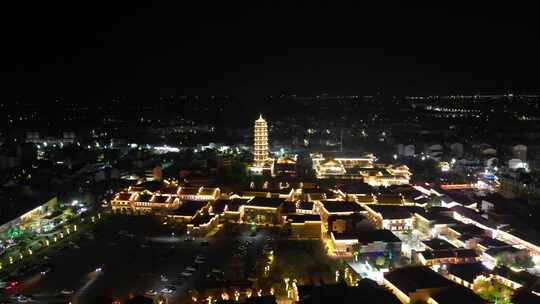 江西抚州文昌里历史文化街区夜景航拍