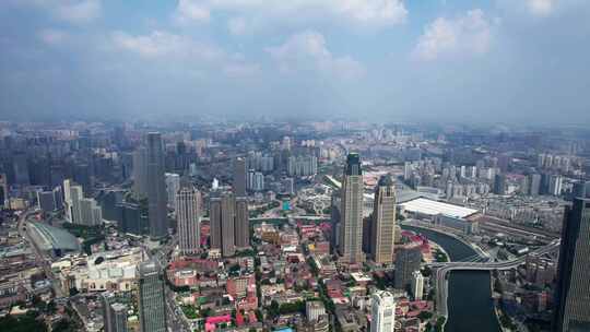 天津海河风景线城市天际线建筑风光航拍