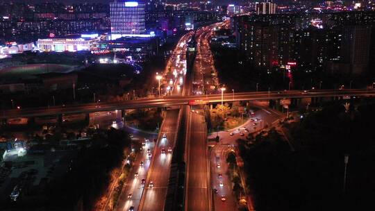 昆明螺蛳湾夜景交通航拍