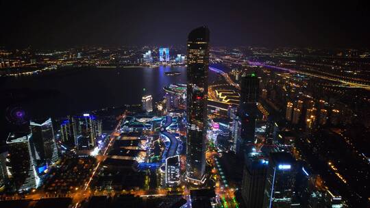 苏州金鸡湖夜景航拍