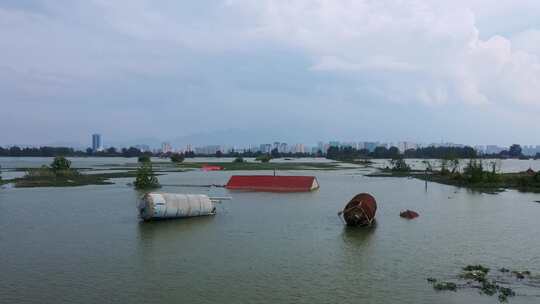 长江洪水航拍视频