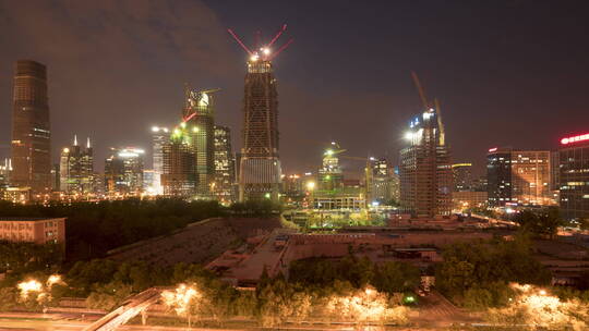 中国尊及北京CBD核心区建设超长延时摄影视频素材模板下载