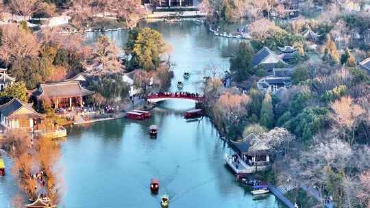 航拍瘦西湖风景区大明寺观音山园林寺庙