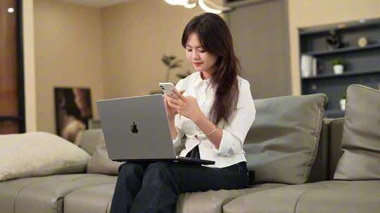 周末居家休闲办公电脑手机处理工作