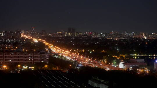 城市夜景车流 俯拍城市夜景