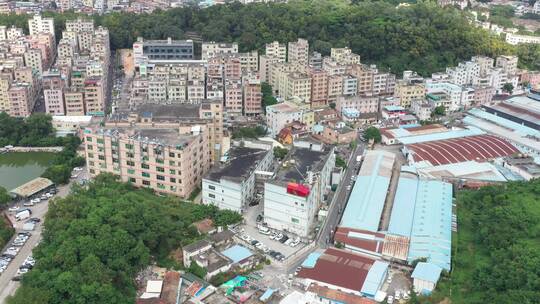 航拍深圳龙华区观澜城市建筑景观