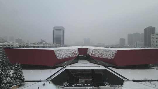 武汉辛亥革命博物馆雪景航拍