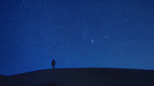 旅游游客沙漠看星空