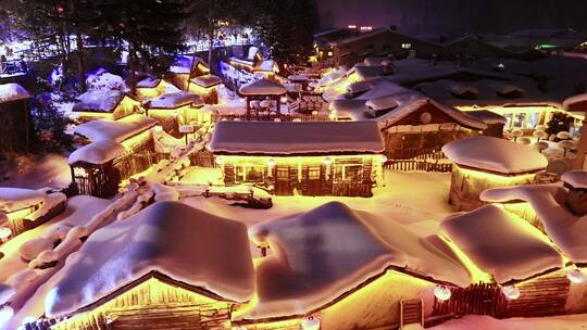 黑龙江牡丹江中国雪乡冬季美丽风景航拍