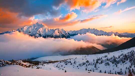 航拍风光 大好河山贡嘎雪山日照金山雪山