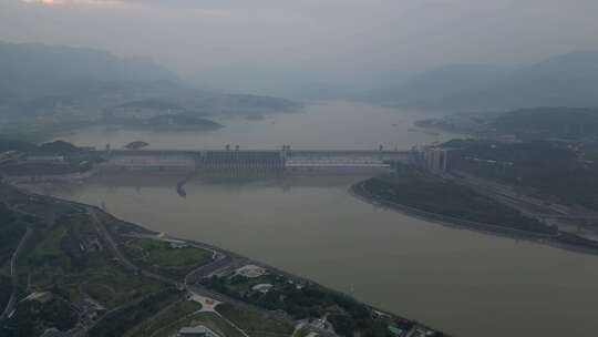 湖北宜昌长江三峡大坝风景航拍