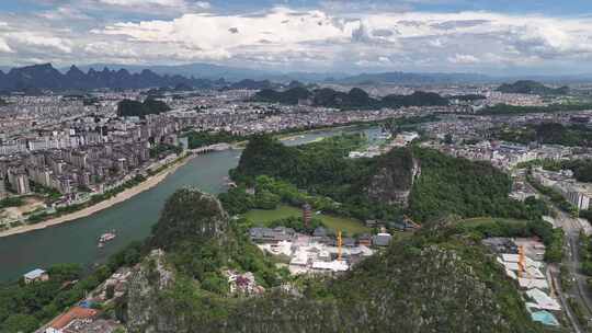 桂林漓江山水甲天下秀峰区城市航拍风光