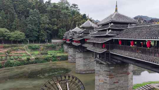 柳州三江程阳八寨景区程阳风雨桥航拍