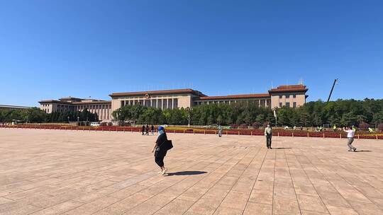 人民大会堂广场大范围移动延时