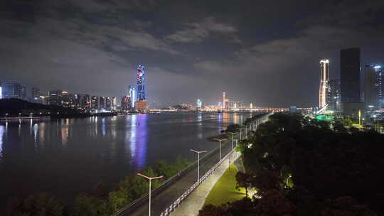 广东珠海横琴 马骝洲水道 澳门夜景