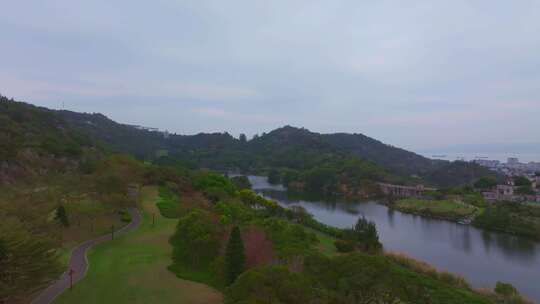 思明区依山傍水的自然风光全景