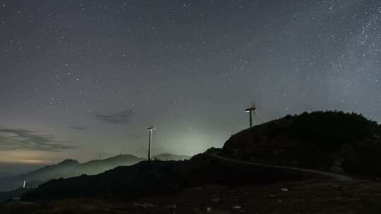 户外唯美夜晚星空银河延时