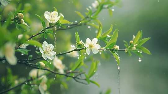 暴雨谷雨森林树林雨水