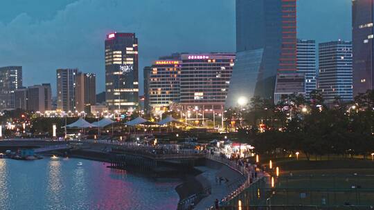 青岛夜景城市夜景西海岸夜景视频素材模板下载