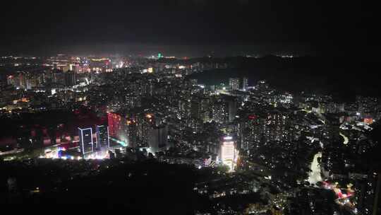 广西梧州城市大景万家灯火夜景航拍