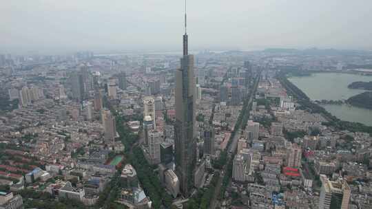 江苏南京城市风光高楼建筑航拍