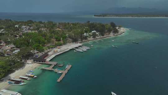 印度尼西亚吉利群岛航拍海岛沙滩自然风光视频素材模板下载
