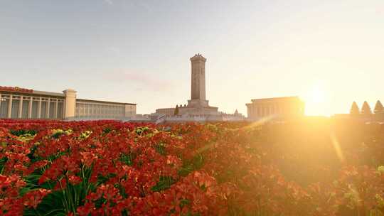 北京人民英雄纪念碑日出
