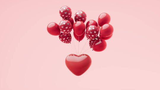 卡通风格爱心循环动画3D渲染