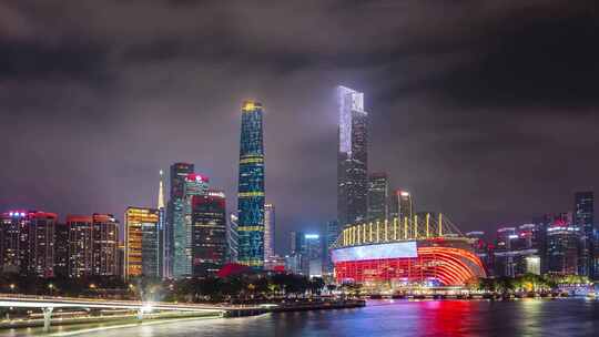 广州珠江新城夜景延时摄影