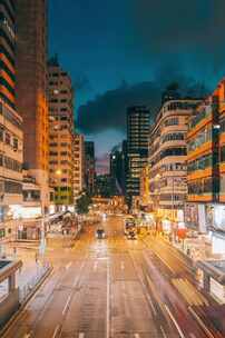 香港旺角道夜景车流延时摄影