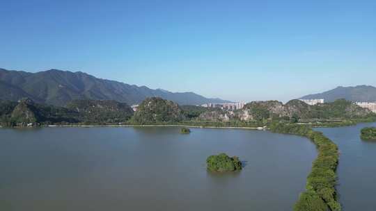 航拍广东肇庆星湖风景区