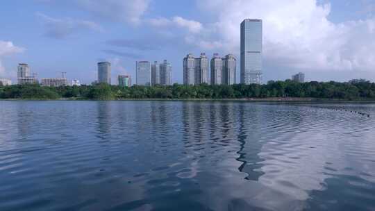 南宁南湖公园城市CBD高楼建筑景观